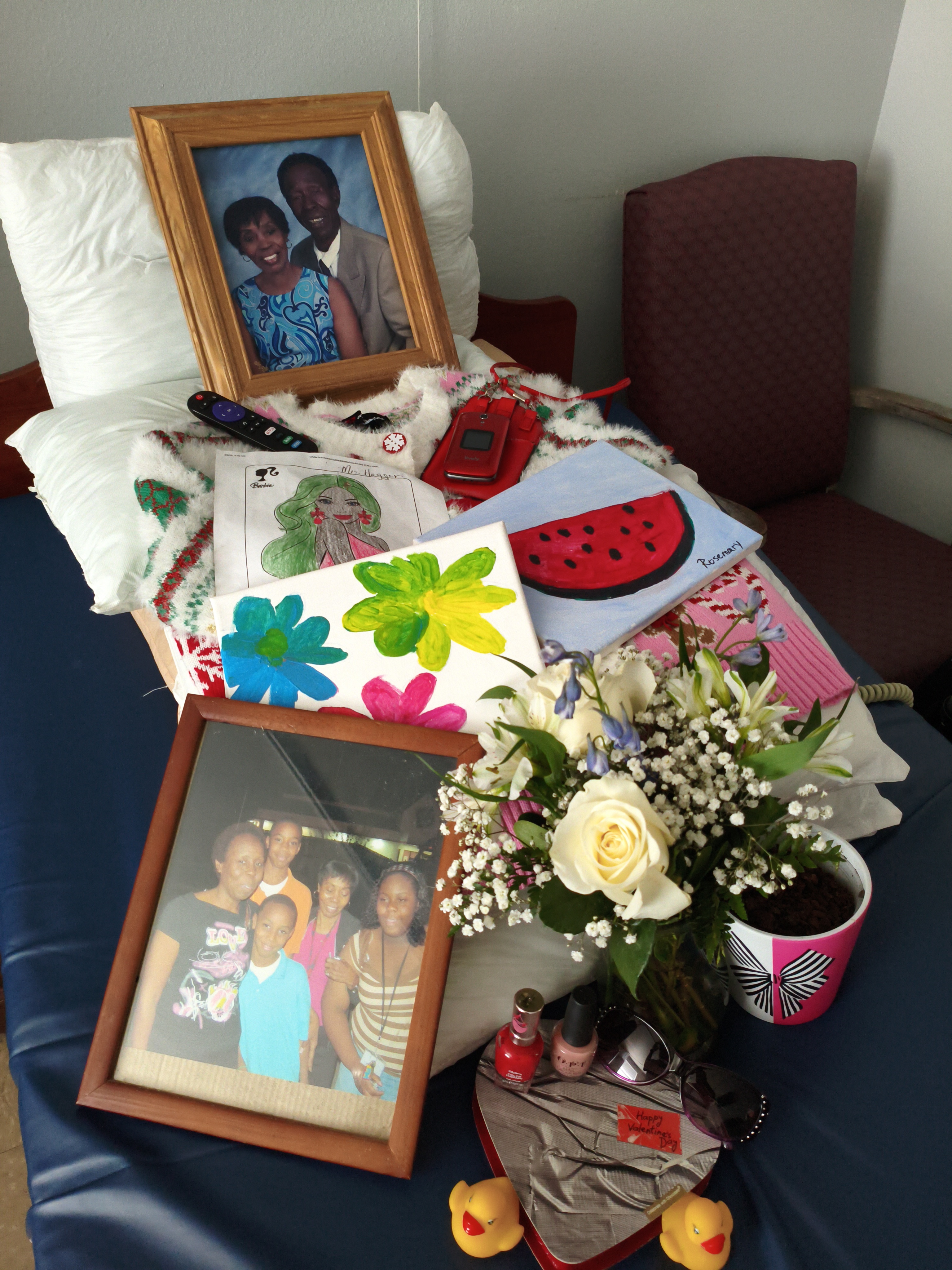 Memorial on Rose Mary's bed